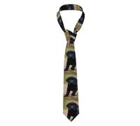 YYHHAOFA Herren-Krawatte mit schwarzem Labrador-Welpen-Motiv, für Business, Alltag, Arbeit, Geburtstage, Hochzeiten, Partys, Bankette, pflegeleicht, 144 x 7,9 cm