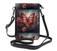 YYHHAOFA Kleine Handy-Geldbörse, 19,3 x 12,4 cm, Fantasy-Blume, Schmetterling, Leder, Crossbody-Klappe, Handytasche für Damen, perfekt für Spaziergänge, Camping
