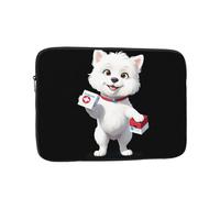 YYHHAOFA Little White Dog Holding a Medicine Box Picture Portable Laptop Sleeve Case - Shockproof Portable Laptop Sleeve Bag 38.1 cm for Men and Women Business Travel Office Daily Use
