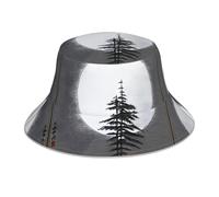 YYHHAOFA Moon Pine Tree Printing Reflektierender Fischerhut, leicht, atmungsaktiv, faltbar, für Damen und Herren, Schwarz