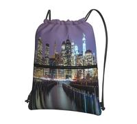 YYHHAOFA New York City Prints Rucksack mit Kordelzug und Reißverschluss, leichter Turnbeutel mit wasserabweisendem Stoff, praktischer Fronttasche und verstellbaren Trägern für Reisen