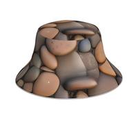 YYHHAOFA Pebbles in The Beach Printing Reflektierender Fischerhut, leicht, atmungsaktiv, faltbar, für Damen und Herren, Schwarz