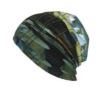 YYHHAOFA Reflection of Lotus bedruckte Strickmütze für Erwachsene, lässige Bean-Mütze, elastische Krempenlose Mütze, Unisex, Schwarz