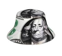 YYHHAOFA Reflektierender Fischerhut mit Banknotenmuster, leicht, atmungsaktiv, faltbar, für Damen und Herren, Schwarz