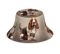 YYHHAOFA Reflektierender Fischerhut mit Basset-Hound-Druck, leicht, atmungsaktiv, faltbar, für Damen und Herren, Schwarz