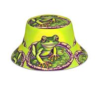 YYHHAOFA Reflektierender Fischerhut mit Frosch im Teich, leicht, atmungsaktiv, faltbar, für Damen und Herren, Schwarz
