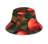 YYHHAOFA Reflektierender Fischerhut mit rotem Aprikosendruck, leicht, atmungsaktiv, faltbar, für Damen und Herren