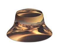 YYHHAOFA Reflektierender Fischerhut mit Sahara-Wüstendruck, leicht, atmungsaktiv, faltbar, für Damen und Herren, Schwarz