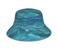 YYHHAOFA Reflektierender Fischerhut mit tiefblauem Meeresdruck, leicht, atmungsaktiv, faltbar, für Damen und Herren