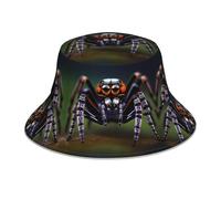 YYHHAOFA Reflektierender Fischerhut mit tropischem Regenwald, leicht, atmungsaktiv, faltbar, für Damen und Herren, Schwarz