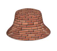 YYHHAOFA Reflektierender Fischerhut mit Ziegelmauer-Druck, leicht, atmungsaktiv, faltbar, für Damen und Herren, Schwarz