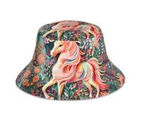 YYHHAOFA Rosa Papierschnitt Einhorn Druck Reflektierender Fischerhut Leicht Atmungsaktiv Faltbar für Damen und Herren