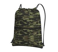 YYHHAOFA Rucksack mit Kordelzug und Reißverschluss, leichter Turnbeutel mit wasserabweisendem Stoff, praktischer Fronttasche und verstellbaren Trägern für Reisen