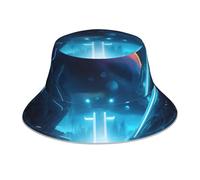 YYHHAOFA Science Fiction Future Printing Reflektierender Fischerhut, leicht, atmungsaktiv, faltbar, für Damen und Herren, Schwarz