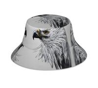 YYHHAOFA Sketching an Eagle Printing Reflektierender Fischerhut, leicht, atmungsaktiv, faltbar, für Damen und Herren, Schwarz