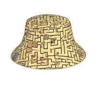 YYHHAOFA Treasure Maze Printing Reflektierender Fischerhut, leicht, atmungsaktiv, faltbar, für Damen und Herren, Schwarz