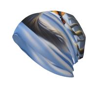 YYHHAOFA Wild Wolf Talks About Guitar Printed Adult Knitted Hat Casual Bean Cap Elastic Brimless Hat Unisex Black