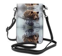 YYHWHJDE Bear Running Umhängetasche aus Leder