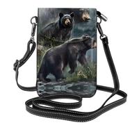YYHWHJDE Black Bear Umhängetasche aus Leder