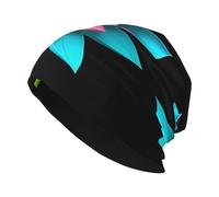 YYHWHJDE Bunte Lotus-Bild-Strickmütze für Erwachsene, lässige Bean-Mütze, elastische Krempe, Unisex, Schwarz