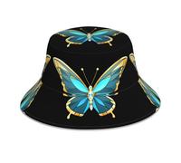 YYHWHJDE Cool Diamond Butterfly Pattern Reflective Bucket Hat Unisex Lightweight Breathable Foldable Black