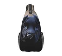 YYHWHJDE Cross-Brusttasche diagonal - hochwertige, langlebige und geräumige Umhängetasche für Damen und Herren, schwarzer Labrador-Welpen-Aufdruck, Schwarz, Einheitsgröße, Schwarz , Einheitsgröße