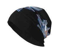 YYHWHJDE Dreamy Glass Crystal Lotus Picture Erwachsene Strickmütze Casual Bean Cap Elastische Krempe Hut Unisex Schwarz