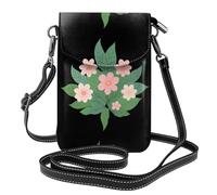 YYHWHJDE Kleine Handy-Geldbörse, 19,3 x 12,4 cm, sechs kleine rosa Blumen, Bild, Leder, Crossbody-Klappe, Handytasche für Damen, perfekt zum Wandern, Camping