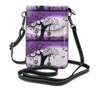 YYHWHJDE Kleine Umhängetasche aus Leder, mit gruseligen Aufdrucken, Violett / Schwarz