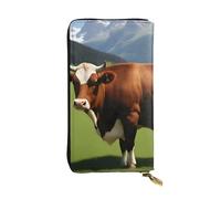 YYHWHJDE Lange Clutch-Geldbörse aus echtem Schweizer Rindsleder, braunes Muster, entworfen für modische Mädchen und Frauen, stilvoll und personalisiert, 19 x 10,5 cm, Schwarz, Einheitsgröße, Schwarz ,