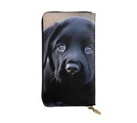 YYHWHJDE Lange Clutch-Geldbörse aus Leder mit Labrador-Welpen-Aufdruck, entworfen für modische Mädchen und Frauen, stilvoll und personalisiert, 19 x 10,5 cm, Schwarz, Einheitsgröße, Schwarz ,