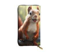YYHWHJDE Lange Clutch-Geldbörse aus Leder mit lustigem Eichhörnchen-Aufdruck, entworfen für modische Mädchen und Frauen, stilvoll und personalisierbar, 19 x 10,5 cm