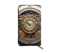 YYHWHJDE Lange Clutch-Geldbörse aus Leder mit Steampunk-Uhrdruck, entworfen für modische Mädchen und Frauen, stilvoll und personalisiert, 19 x 10,5 cm, Schwarz, Einheitsgröße, Schwarz , Einheitsgröße