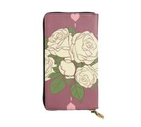 YYHWHJDE Lange Clutch-Geldbörse aus Leder mit weißer Rose der Liebe. Entworfen für modische Mädchen und Frauen, stilvoll und personalisierbar, 19 x 10,5 cm, Schwarz, Einheitsgröße, Schwarz ,