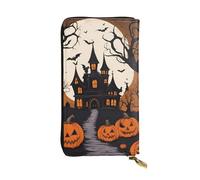 YYHWHJDE Lange Clutch-Geldbörse mit Gothic-Aufdruck "Happy Halloween", Leder, entworfen für modische Mädchen und Frauen, stilvoll und personalisiert, 19 x 10,5 cm, Schwarz, Einheitsgröße, Schwarz ,