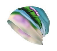 YYHWHJDE Lotus on The Lake Prints Erwachsene Mode Strickmütze Elastisch Warm für Damen und Herren Schwarz