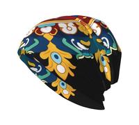 YYHWHJDE Modische Strickmütze für Erwachsene, Lotus-Lusteblumen-Druck, weich, Unisex, für alle Jahreszeiten, Schwarz