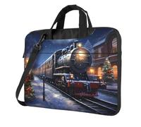 YYHWHJDE Modische und ultradünne Laptoptasche für den Winter, Weihnachten, Schnee, Nacht, Eisenbahn, Zug, super weiches Futter, Schwarz , 14 inch