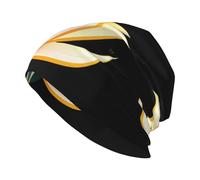 YYHWHJDE Phoenix on The Lotus Prints Erwachsene Mode Strickmütze Elastisch Warm für Damen und Herren Schwarz