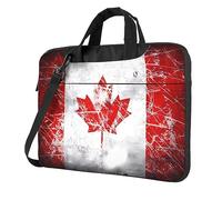 YYHWHJDE Retro Canada Flagge, Umhängetasche, Schultertasche für Laptop mit weichem Innenfutter und stoßfester Tasche, Schwarz , 15.6 inch