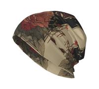 YYHWHJDE Rose Crow Picture Erwachsene Strickmütze Casual Bean Cap Elastische Krempe Hut Unisex