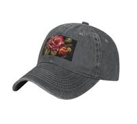 YYHWHJDE Schwarze Baseballkappe, ukrainische Stickerei, Rosenmuster, verstellbare Baumwollmütze für Damen und Herren, Sport, Outdoor-Aktivitäten, Reisen, Deep Heather, Einheitsgröße