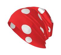 YYHWHJDE Strickmütze mit roten und weißen Punkten, weich und bequem, modische Mütze für Erwachsene, für Outdoor-Aktivitäten, Reisen, Schwarz, Einheitsgre