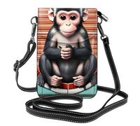 YYHWHJDE The Silent Monkey Prints Kleine Leder-Umhängetasche für Damen, Flip-Handytasche, wasserdicht und langlebig