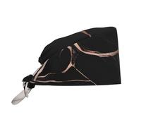 YYHWHJDE WHJDPP Schwarze Rose Gold Marmor bedruckte Reinigungs-Arbeitskappe Kochmütze für Damen und Herren, für Chirurgie, Stillen