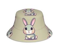 YYHWHJDE WHJSHOP Niedlicher kleiner Hase bedruckter reflektierender Fischerhut atmungsaktiv für Damen und Herren für Reisen, Camping, Schwarz