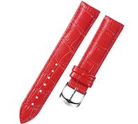 YYJzsw 8 10 12 14 15 16 17 18 19 20 mm echtes Lederarmband Uhrenarmband Armbanduhren Band weiblich rot weiß schwarz(Red,17mm)