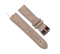 YYJzsw Echtes Leder Wildleder Uhrenarmband Retro 18mm 19mm 20mm 22mm Grau Blau Uhrenzubehör(Beige with line,24mm)