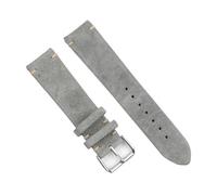 YYJzsw Echtes Leder Wildleder Uhrenarmband Retro 18mm 19mm 20mm 22mm Grau Blau Uhrenzubehör(Gray 2,22mm)