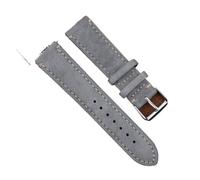YYJzsw Echtes Leder Wildleder Uhrenarmband Retro 18mm 19mm 20mm 22mm Grau Blau Uhrenzubehör(Gray with line,22mm)